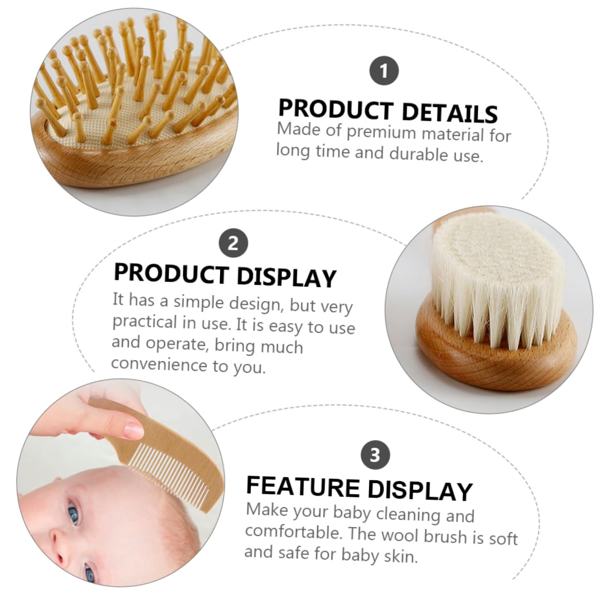 9 pezzi set di spazzole in lana culla for bambina culla for bambini pettine for capelli in legno spazzola for capelli con setole morbide for bambini pettine for culla setole in legno spazzola for bamb