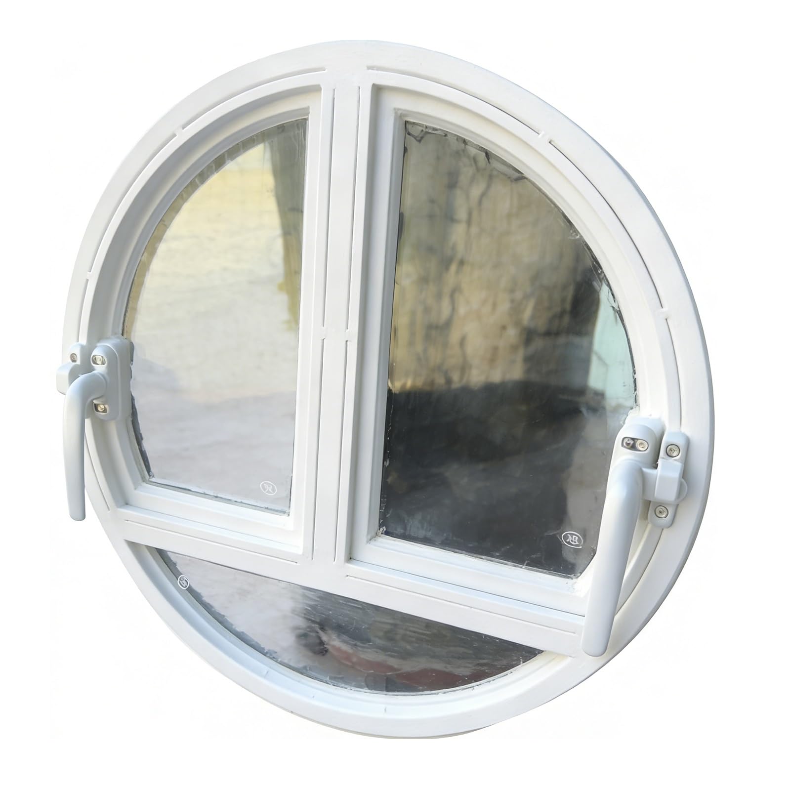 Ventana Redonda de Doble Apertura con Cristal Templado, diseño Empotrado para el hogar, Ideal para baños, Salas de Estar, hoteles y cafeterías.