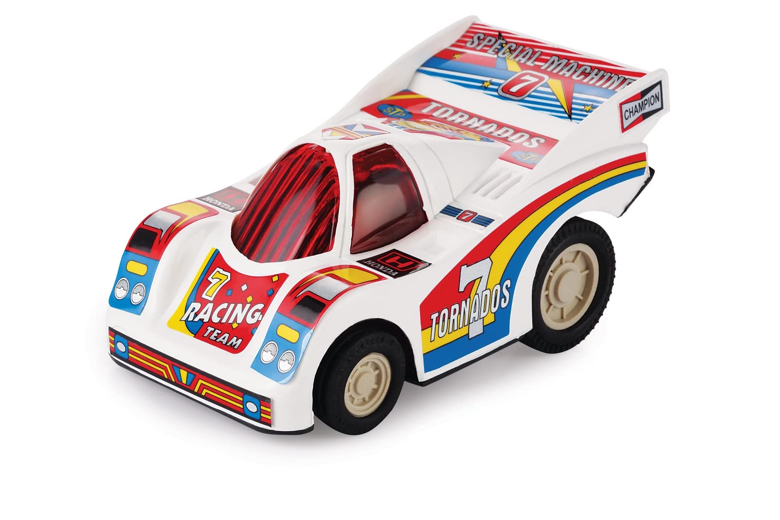 Shinsei Champion Racer Car Maintenance Free Pullback Spring Action Race Toy Gift for Boys 3+ Years. Strong ABS Plastic, NO Sharp Edges, BIS Certified. Pack of 1, Color White