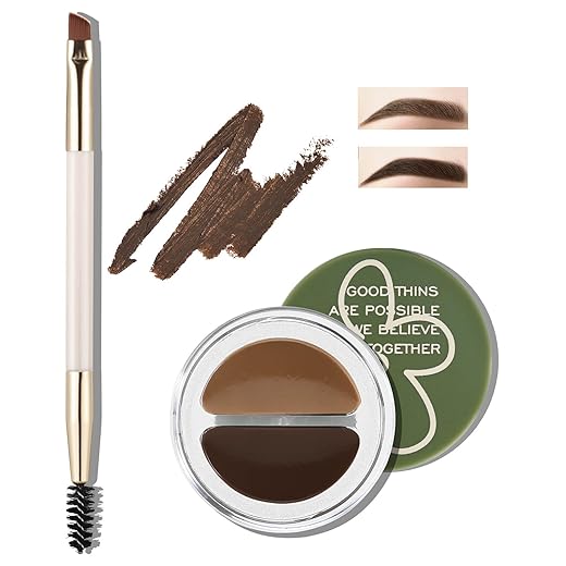 Boobeen Crema Delineadora de Cejas 2 en 1, Delineador de Cejas en Gel Altamente Pigmentado con Pincel, Crea Maquillaje de Ojos de Larga Duración, Resistente al Agua y a los Barros