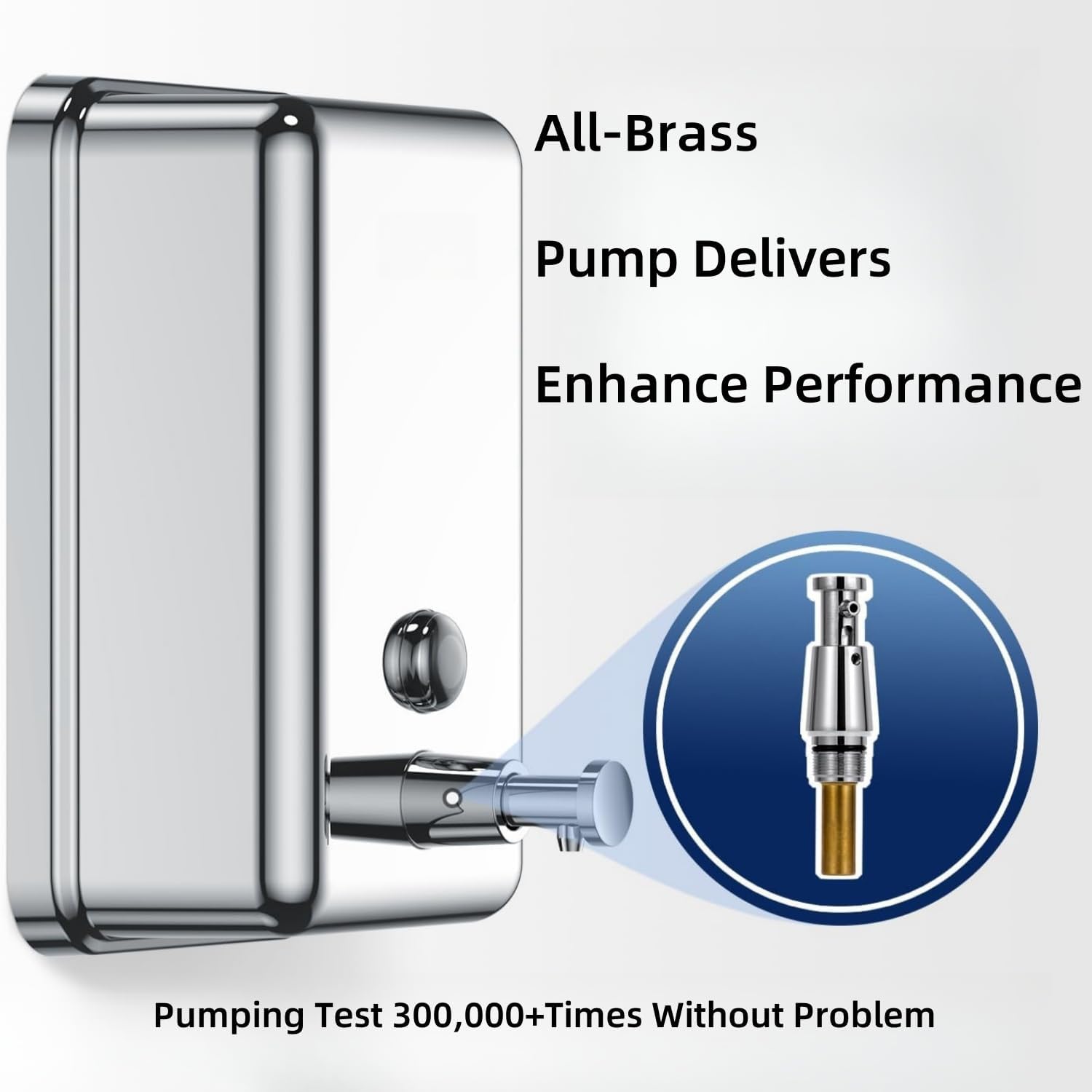 Commercial Soap Dispenser Wall Mount Stainless Steel Manual Pump Liquid Rust-Proof Leak Free for Bathroom Restaurant 500ml/17oz (White and Silver) - Image 3