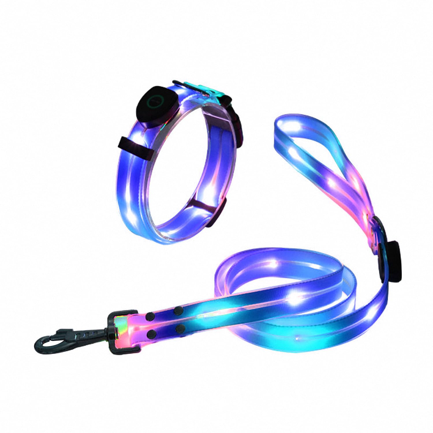 LED-Hundeleine und LED-Hundehalsband, wiederaufladbare Hundeleine und Hundehalsband (für kleine, mittelgroße Hunde), leuchtende Hundeleine, wiederaufladbar, 122 cm, beleuchtete Hundeleine für