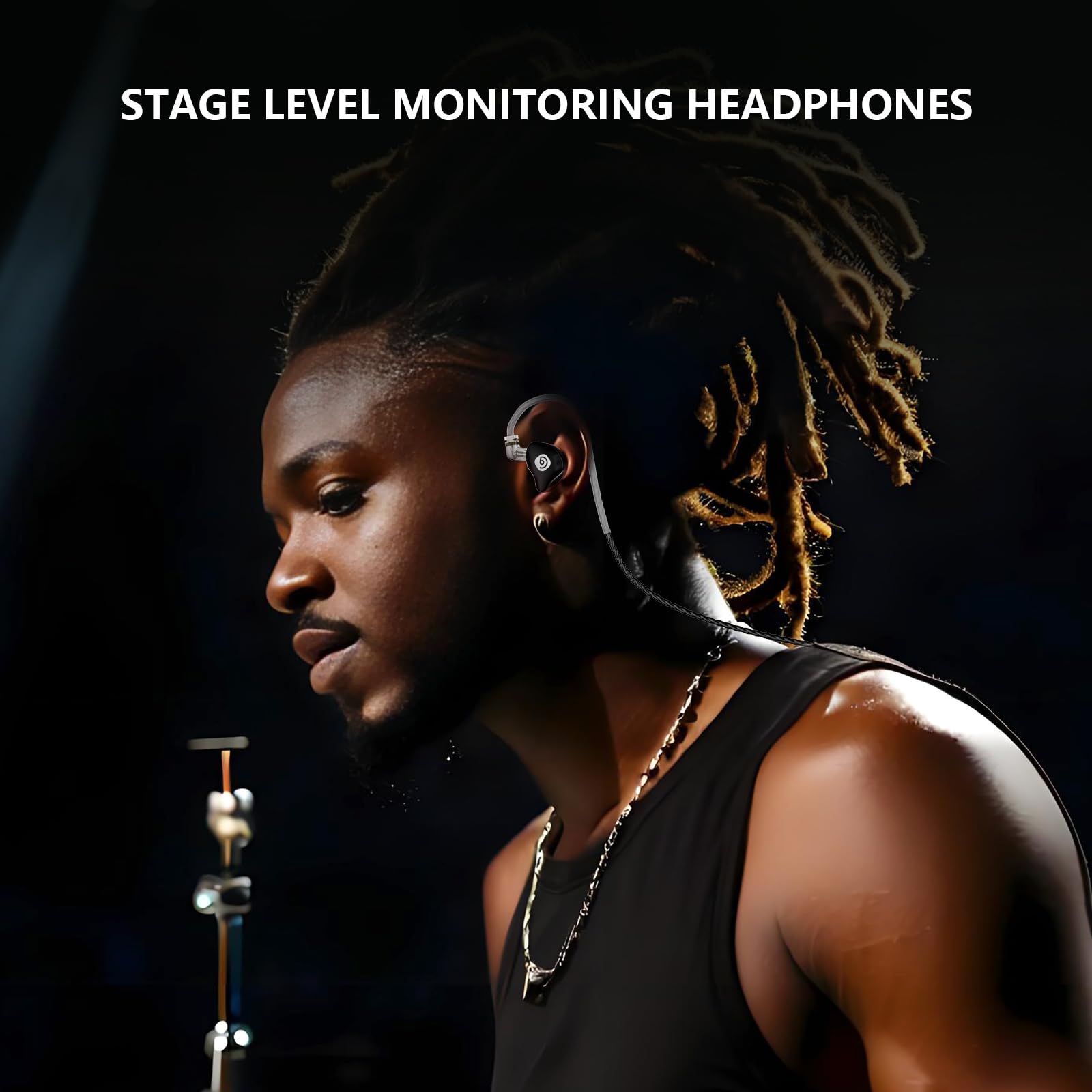 D Debra IE-210 Cuffie con Filo In Ear Monitor Professionali - Auricolari con Filo IEM per Musicisti, 2 Pin Rimovibile, Basso Distorsione, Hi-Fi per Palco Studio (Nero)