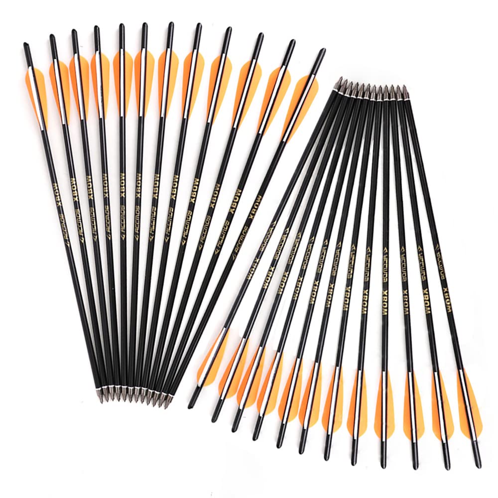 ACCMOS 24 pz 13" 16" 17" 18" 20" 22" Freccia in Carbonio Tiro con L'Arco Frecce Frecce per Balestra 125grain Punta della Freccia Sostituibile per Caccia o Allenamento al Tiro