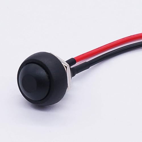 Miniatura 6 de Twidec Interruptor de botón momentáneo de 0.472 in y 10 interruptores basculantes AC 6A250V 10A125V SPST 2 pines 2 posiciones ONOFF con cables