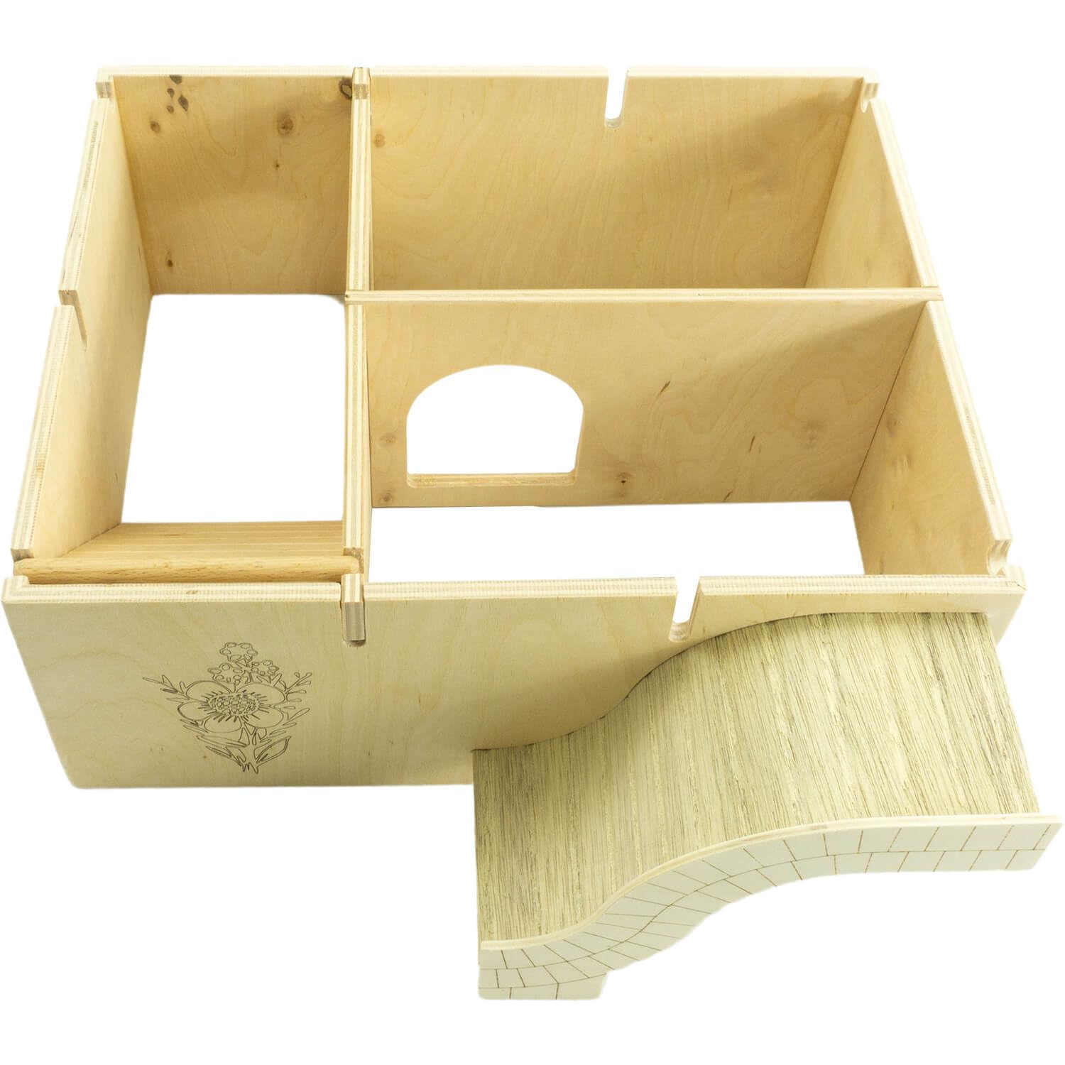 Getzoo Residencial Eduardo – Refugio para animales pequeños personalizables de madera robusta multiplex – Diseño flexible con escalera – Ideal para roedores y animales pequeños (Eduardo Premium)