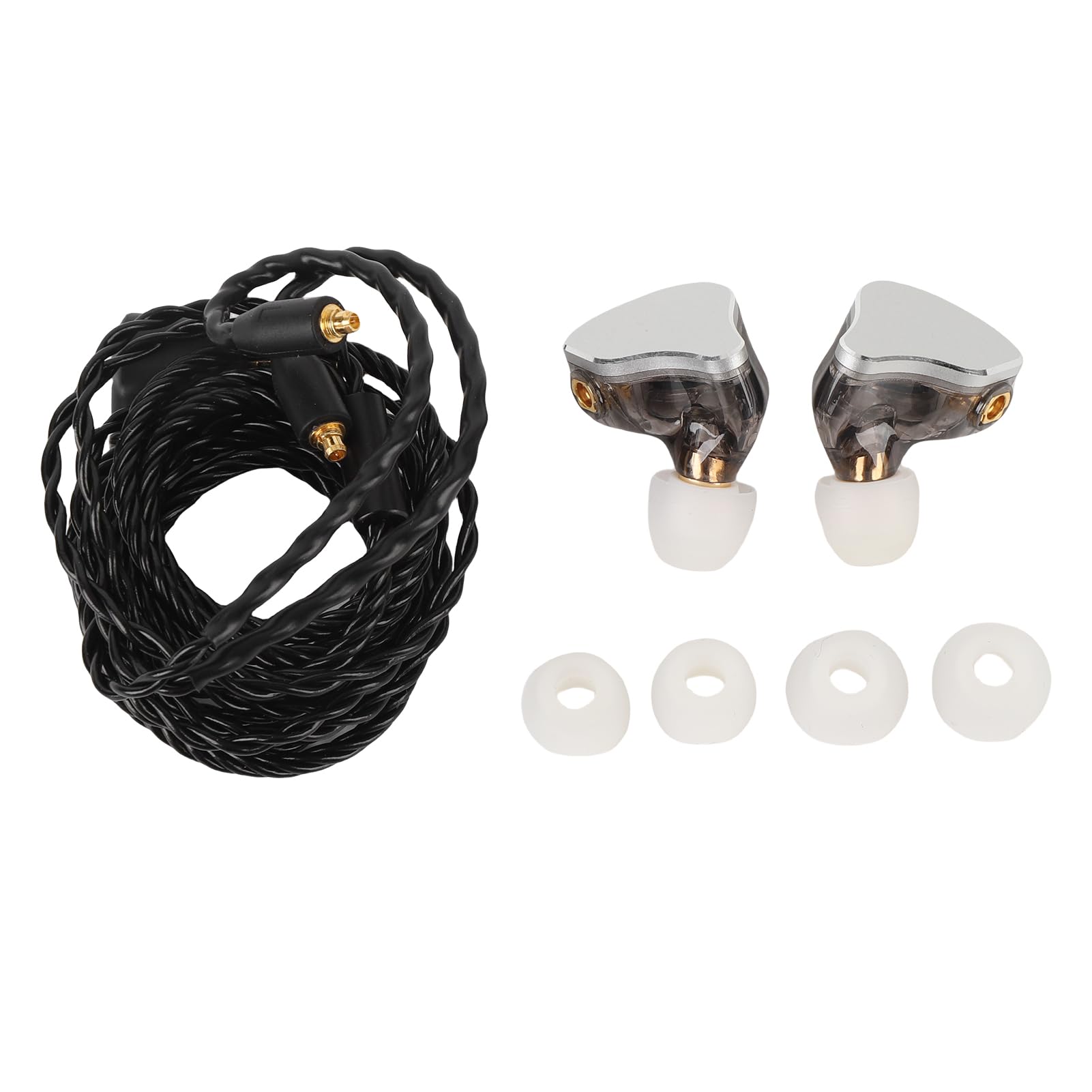 Topiky Auriculares de Juego IEM con Micrófono, Auriculares en Monitor de Oído, de Cancelación de Ruido de Alta Resolución IEM con Cable Desmontable para Músicos Cantantes (Silver)