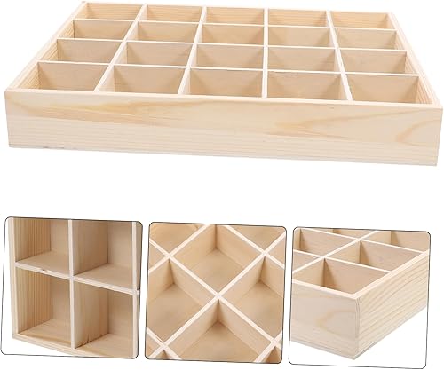 Miniatura 7 de Organizador de cajones de madera, caja de almacenamiento de 20 rejillas para calcetines, llaves, bragas, armario, gabinete, organizador de ropa