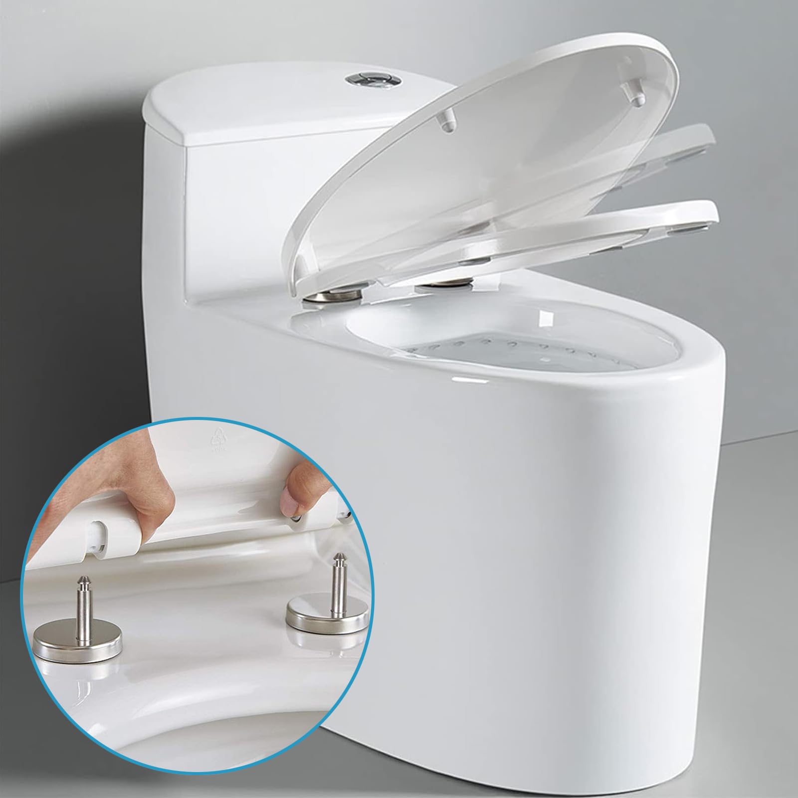 Tornillos para asiento de inodoro,2 Bisagras Tapa WC,Fijación de Asientos de Inodoro,con Goma Tornillos para Montar y Fijar la Tapa del Inodoro