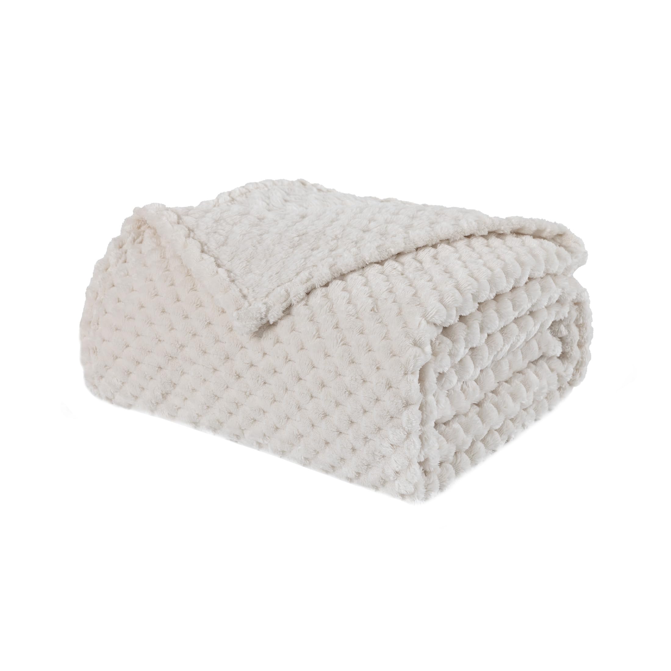 Sonvie Jacquard Flannel Throw Blanket Queen Size, Soft & Fluffy Blanket for Sofa, Couch & Bed, OEKO-TEX Certified, Breathable & Warm Bed Blankets 200x240cm, White
