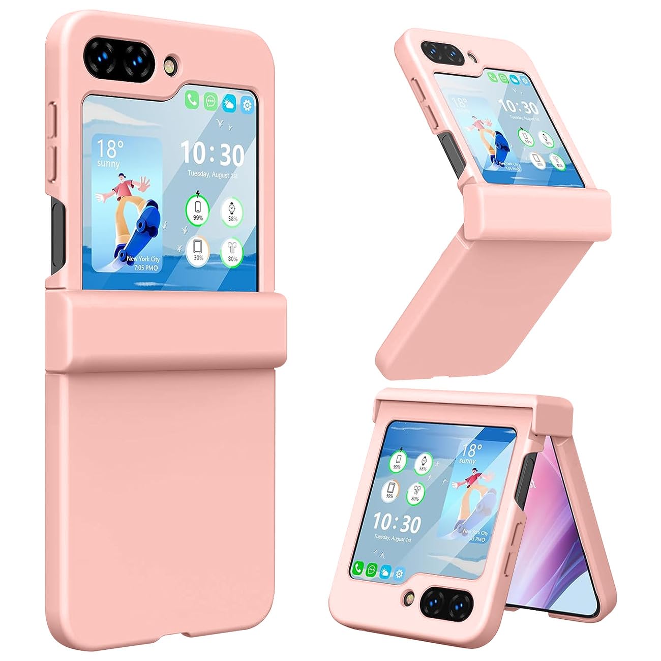 T Tersely for Samsung Z Flip 5 Case, Slim Soft Shock-Absorbing Anti-Scratch Cover Hard PC Back and TPU Bumper Protective Phone Case for Samsung Galaxy Z Flip 5 (Pink)