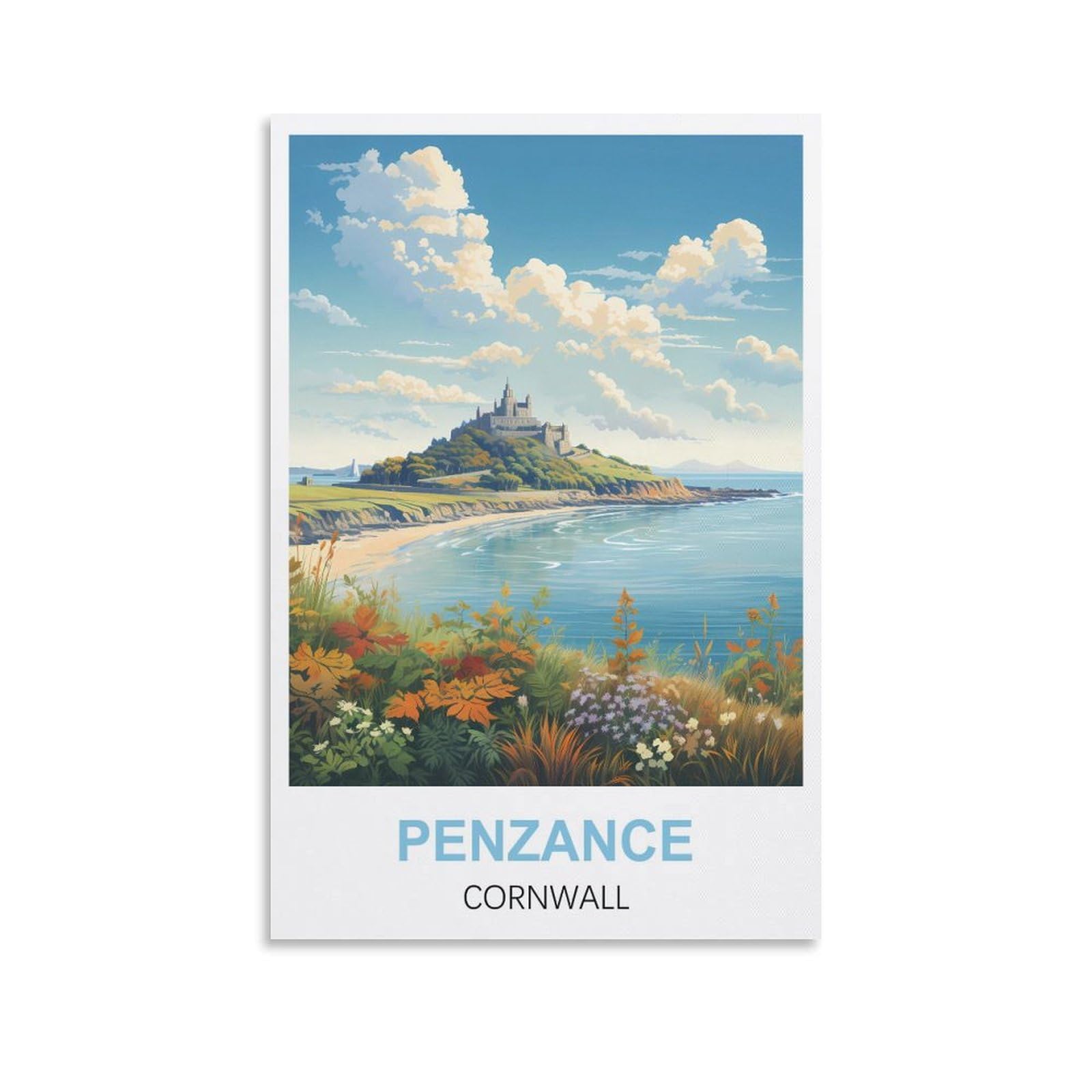 WHCHEEH Penzance Cornwall Vintage Travel Poster 08x12inch(20x30cm) Canvas Art Print Wall Art Decor Picture