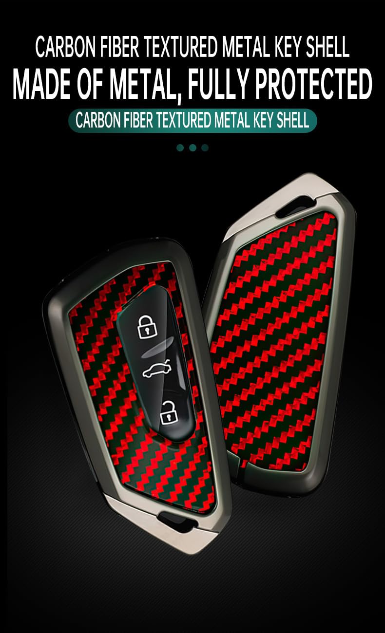 ontto Etui na kluczyki samochodowe pasuje do VW Golf 8, GTI, ID.3, ID.4, ID.6, ID.7, Tiguan, Passat B9, do Skoda Octavia Seat, Leon, Born, etui na klucze, z włókna węglowego, etui ochronne na pilot