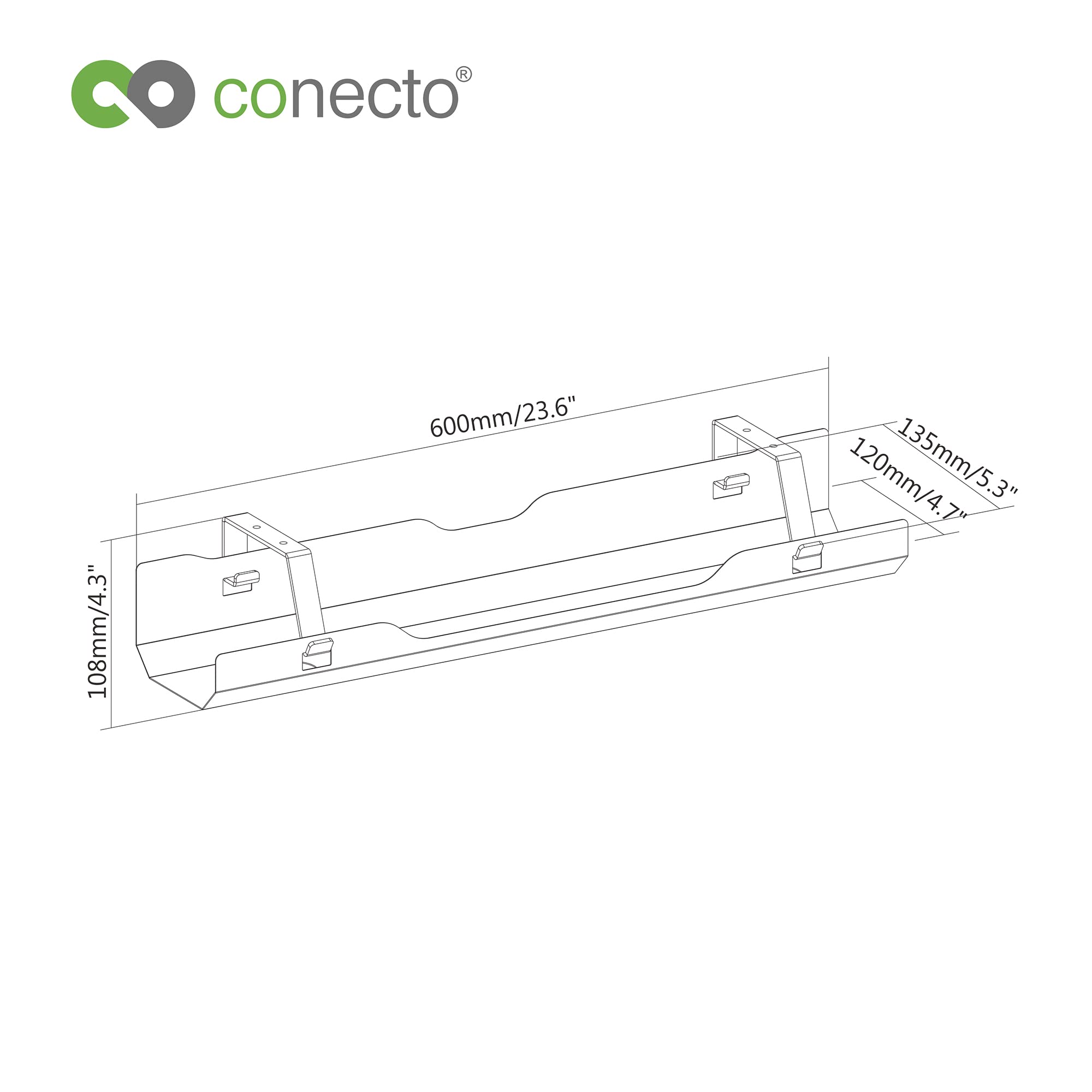 conecto Kabelhalterung für Schreibtische, Kabelmanagement mit Untertischmontage, schwarz, SA-CC50880