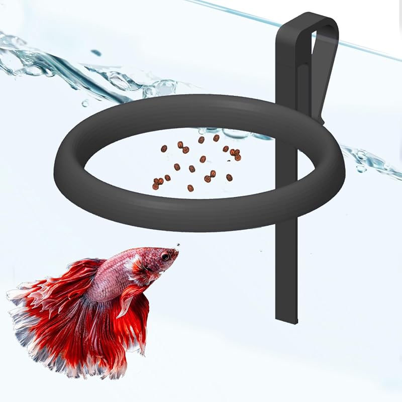 Anel Alimentador para Peixes com Presilha e Ajuste ao Nível da Água Daelala Preto, Pacote com 1