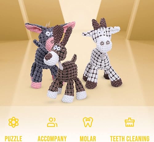 Vista 4 de Soputry 3 piezas de juguete de peluche con silbato para masticadores agresivos, juguetes de peluche indestructibles robustos para perros