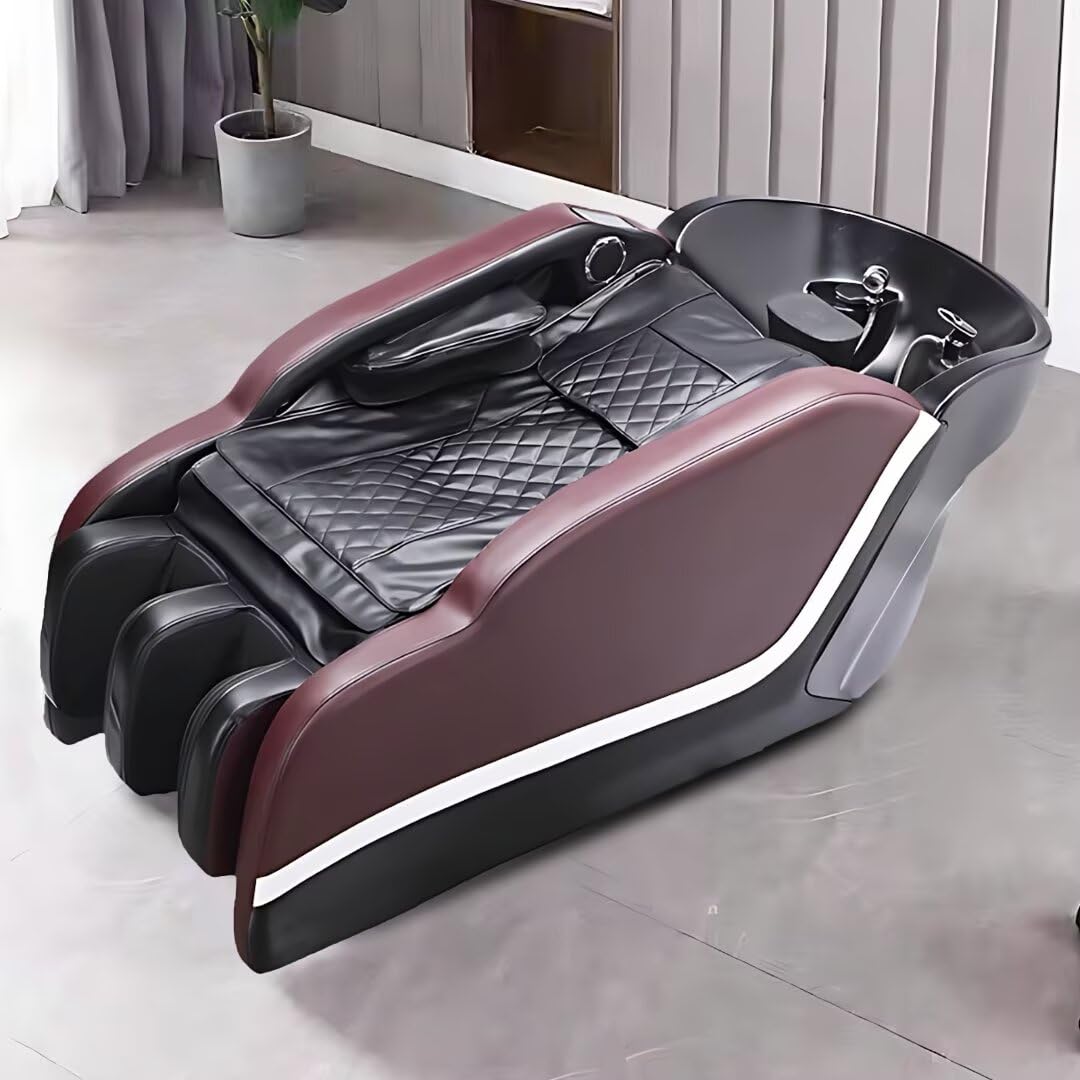 Head Spa stół do masażu, Fuchsia Light Luxury Design, stół do masażu z automatycznym podnoszeniem nóg i ogrzewaniem pleców, profesjonalne wyposażenie salonu spa
