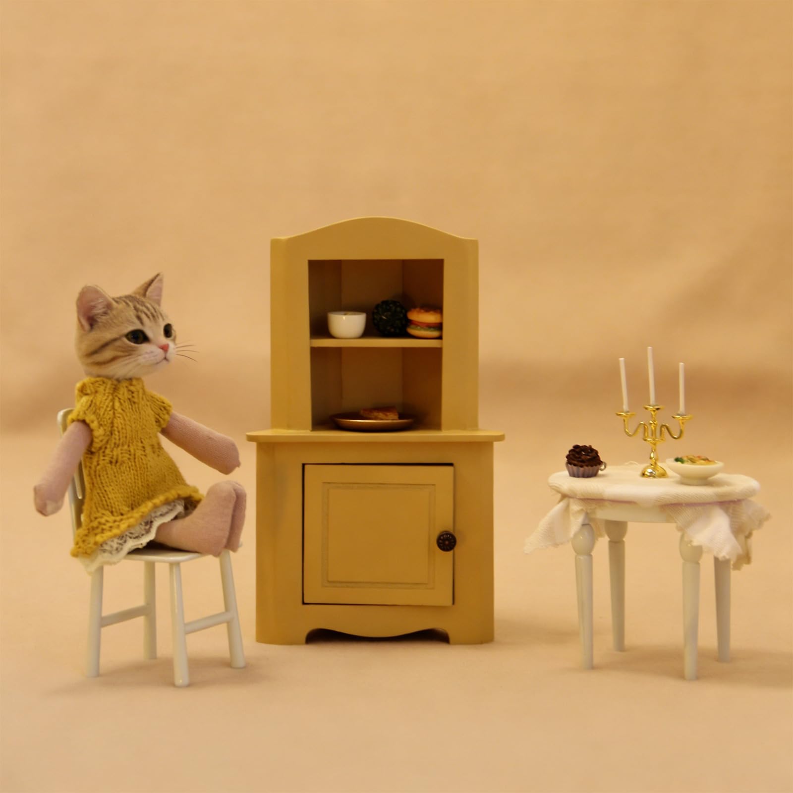 Armario de madera modelo muebles escala 1:12, amarillo