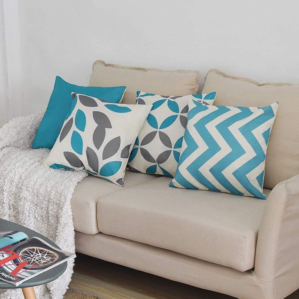 Aoihrraan Fodere per Cuscini Set di 4, Fodere Per Cuscini Minimaliste Foglia D'Acero A Pois Giallo Nero Blu Morbido Peluche Corto Quadrato Federa per Divano Camera da Letto Sedia Casa Decoro 45x45cm