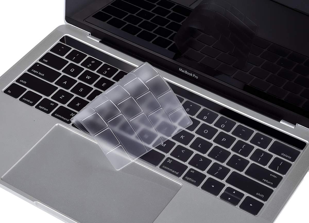 CaseBuy Ultra Thin Keyboard Cover Skin for MacBook Pro with Touch Bar 13" and 15" (Apple Model Number A2159 A1706 A1707 A1989 A1990, 2019 2018 2017 2016 Release), US Layout Keyboard, Clear [MUFAENS]