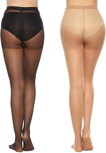 MANZI 6 Pairs 20D Women's Sheer Tights Ultra Thin High Waist Pantyhose Thigh Stockings
