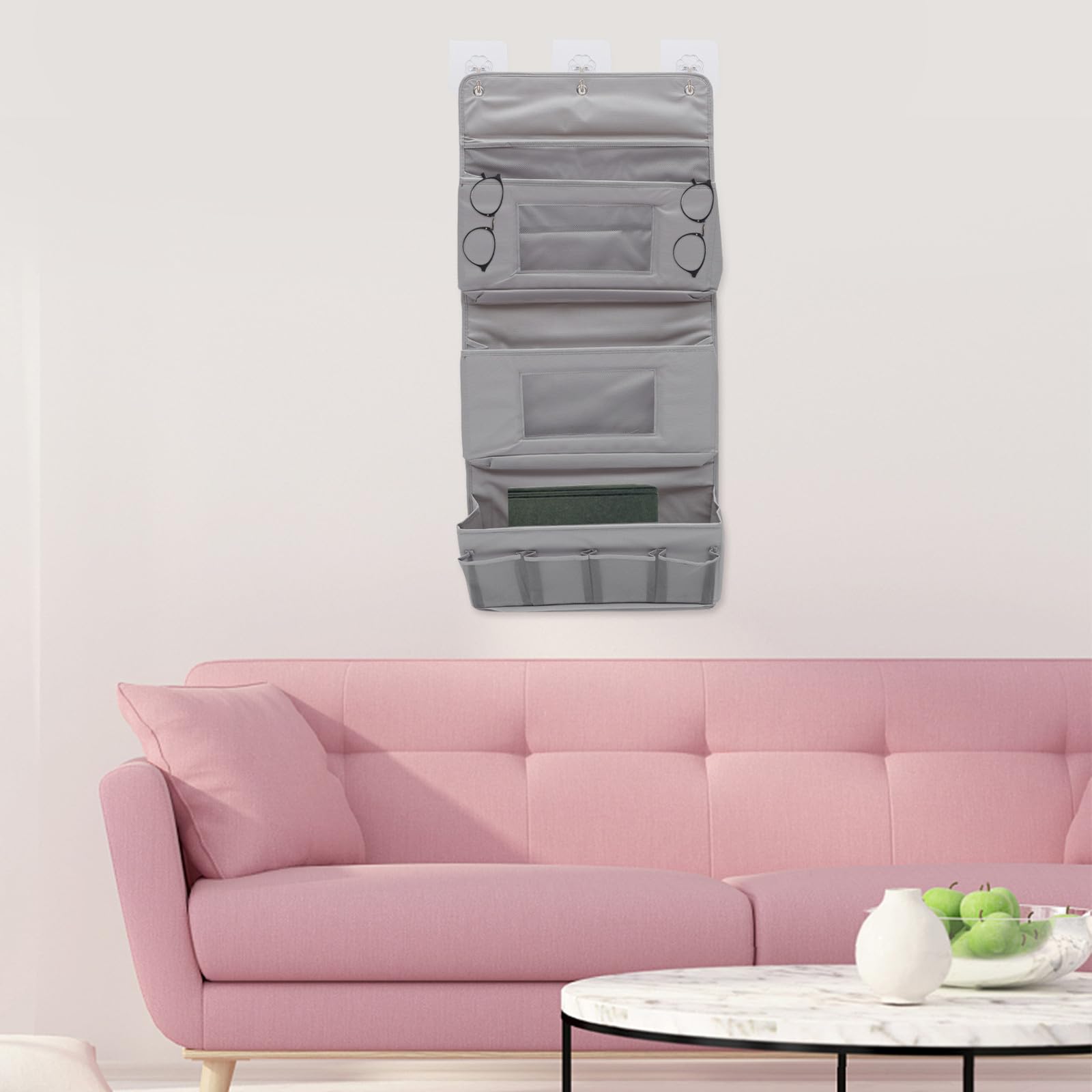 Borsa da Appendere al Muro con Ganci Anti-perforazione Borsa Portaoggetti di Grande Capacità e Resistente Pratica Custodia per Spesa