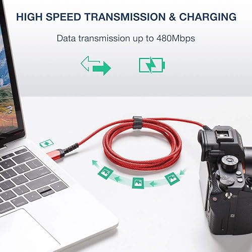 Miniatura 3 de JSAUX Cable mini USB 2 unidades de 3.3 pies + 3.3 pies USB 2.0 tipo A a Mini B, cable trenzado de carga rápida compatible con micrófono Yeti azul,