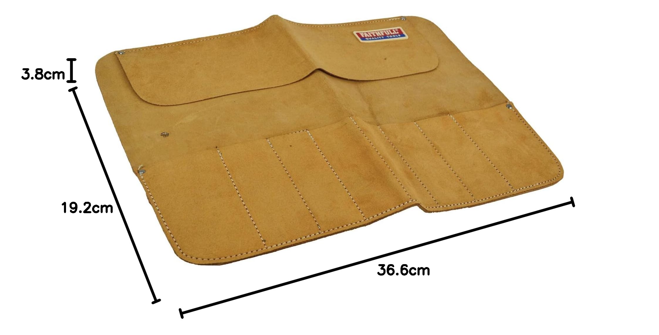 Trousse à outils Faithfull en cuir suédé - 8 poches, résistante à l'eau et compacte - Beige