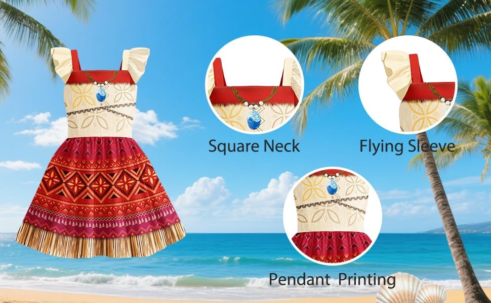 Little Girls Princess Costume Dress Ocean Adventure Movie 2 Halloween Outfit Birthday Party 3-12Y Kids - Image 5