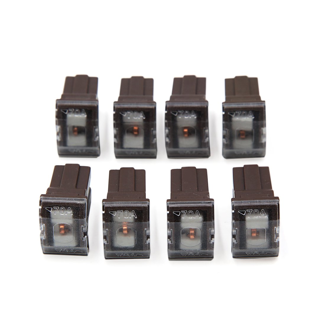AERBNYEQP 8Pcs Brown Roof Shape Auto Car Push-in Type Female PAL Cartridge Fuse 70A
