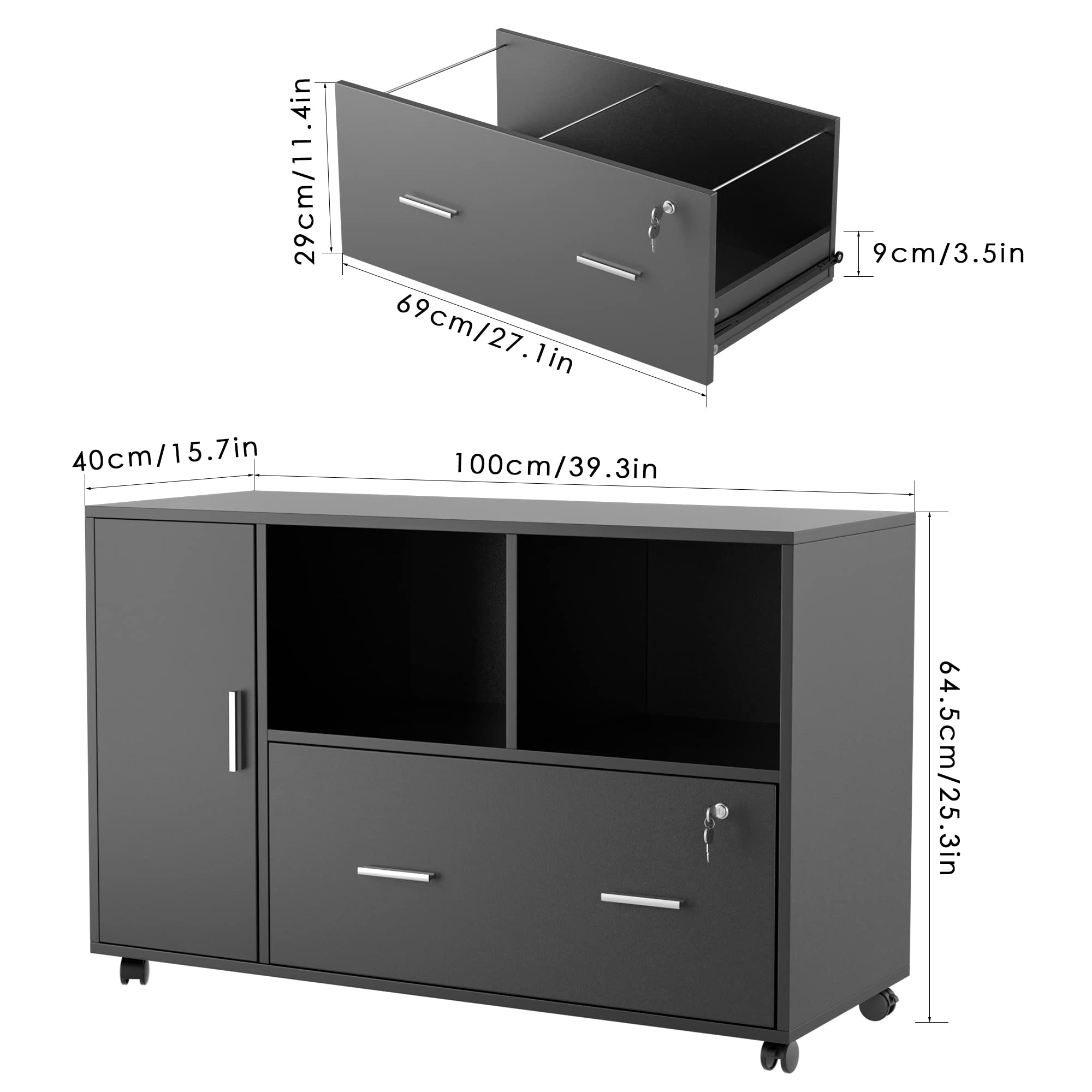 Buy File with Drawers and Lock, Wood Lateral Filing