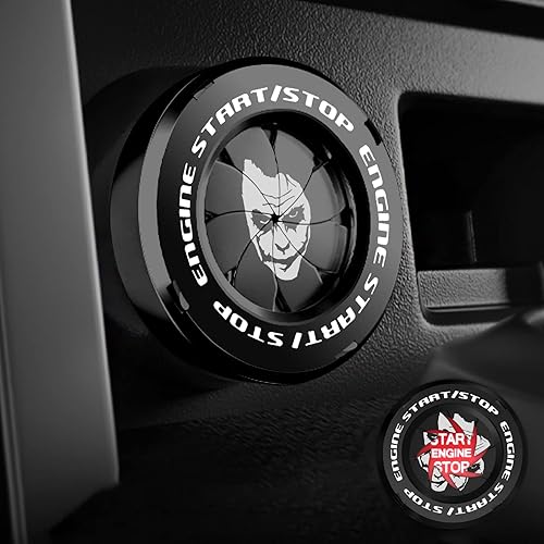 Tybasthe Cubierta giratoria de Joker del botón de oprimir el arranque y apagado del motor del automóvil, calcomanías geniales de decoración,