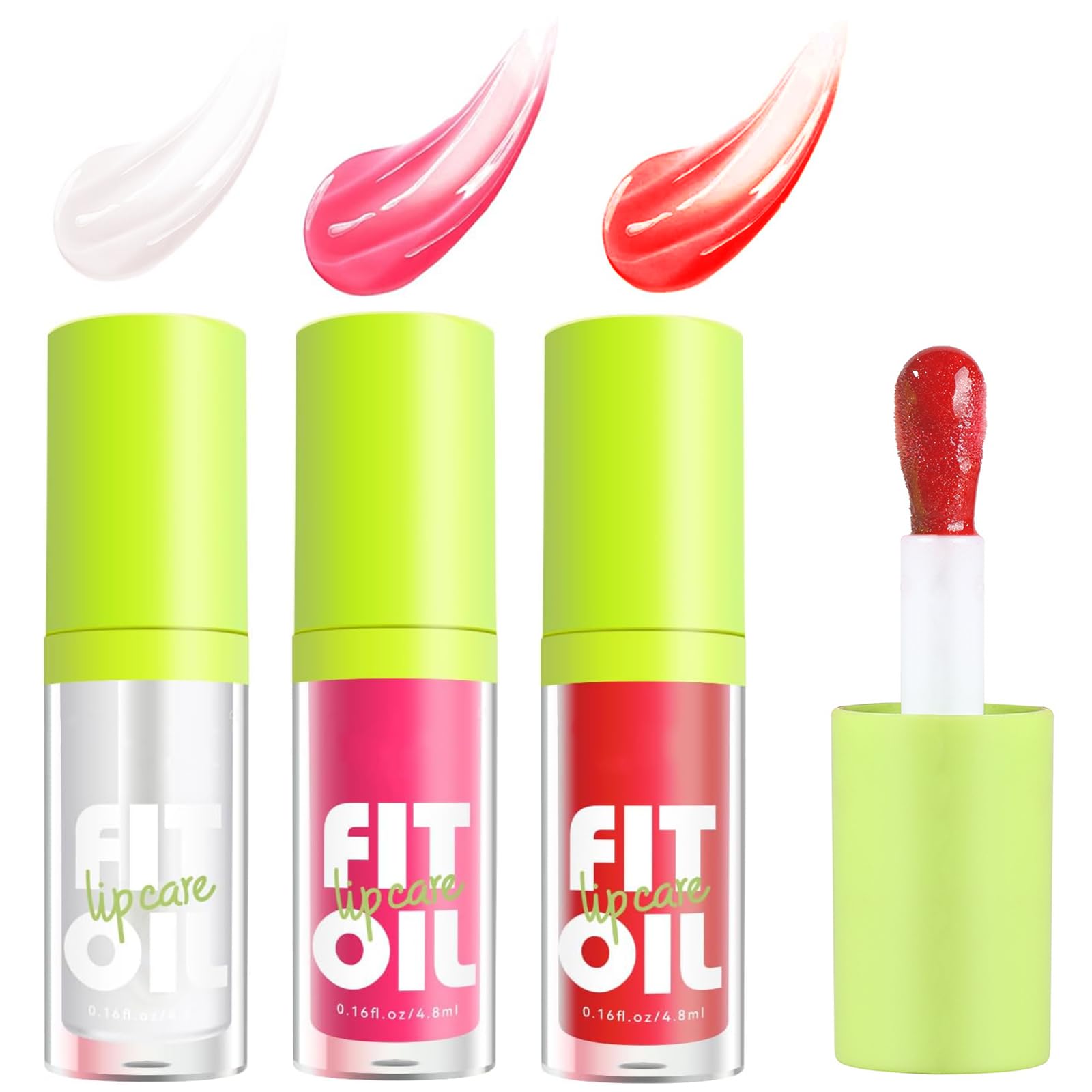 3PCS lip oil Lip Oil Set - Long Lasting Lip Oil Light Lip gloss Set - Glitter Liquid Lip Gloss - Moisturizing Tinted Lip Gloss Lip Plumper Lip Balm - High-Shine【B 3PCS】