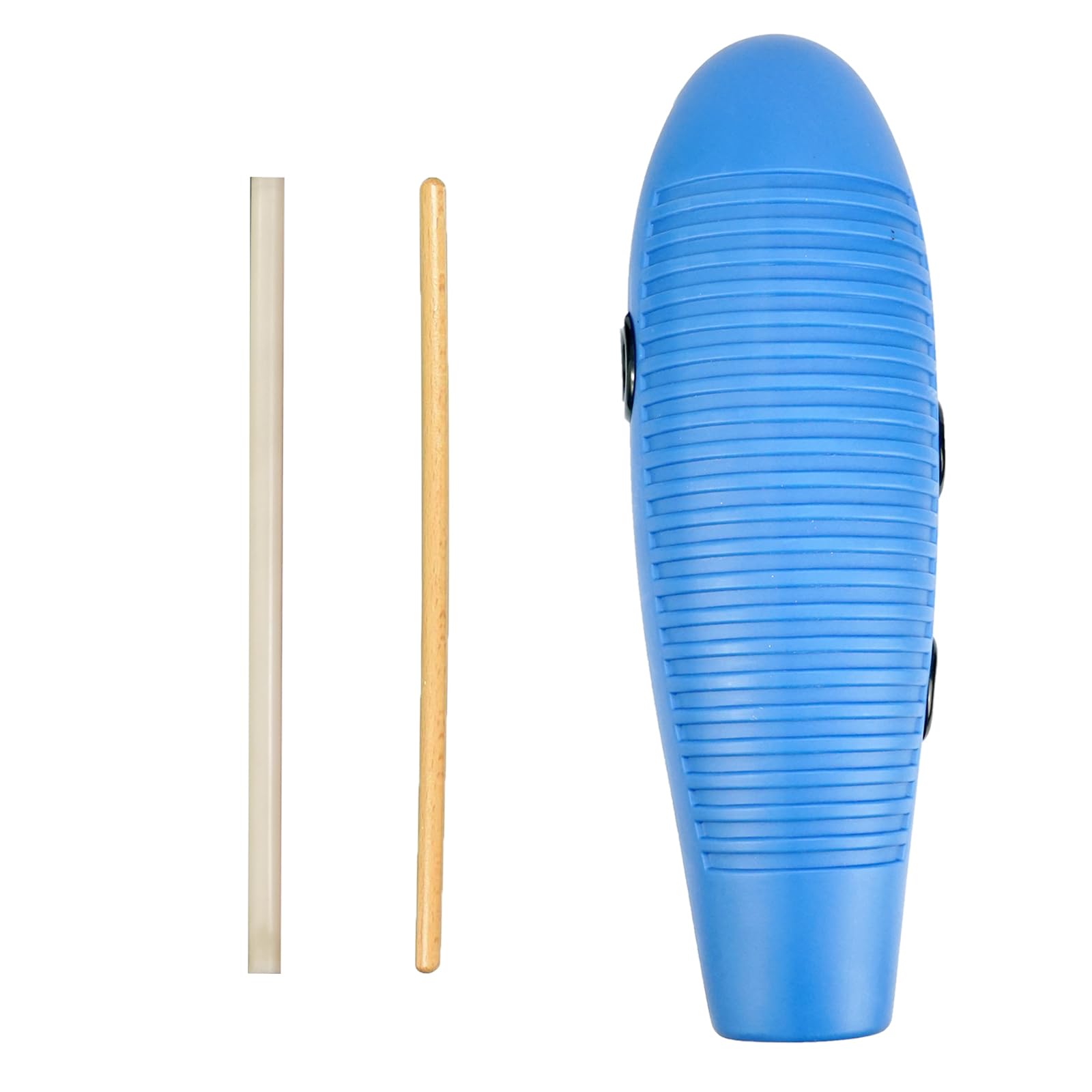 Soulmate Fish Guiro Instrument 3.9" x 13" Latin Percussion with 2 Scrapers, Professional Guiro Shaker for Beginners, Live Performances, and Musical Training, Blue
