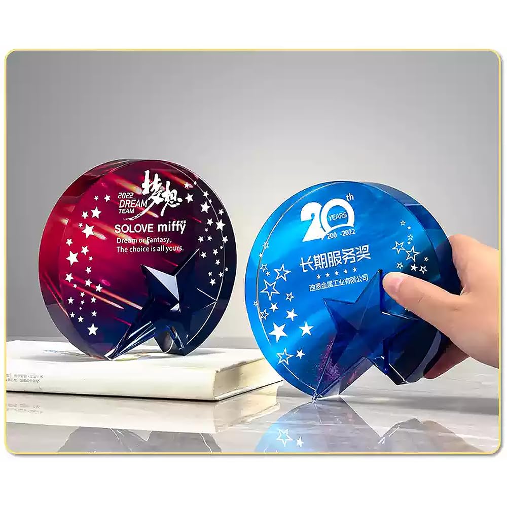 Trofeo di cristallo personalizzabile - Premi colorati per campioni, secondo posto e terzo posto - Medaglie di riconoscimento uniche per le competizioni