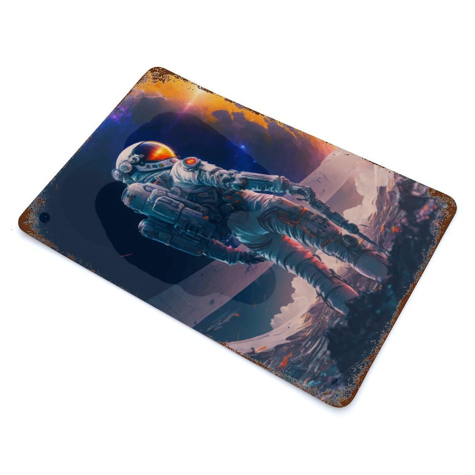 Vintage Rust Metal Sign The Space Hunter 11.8"x7.9", Novelty Wall Decor for Garage, Bar And Workshop Decor