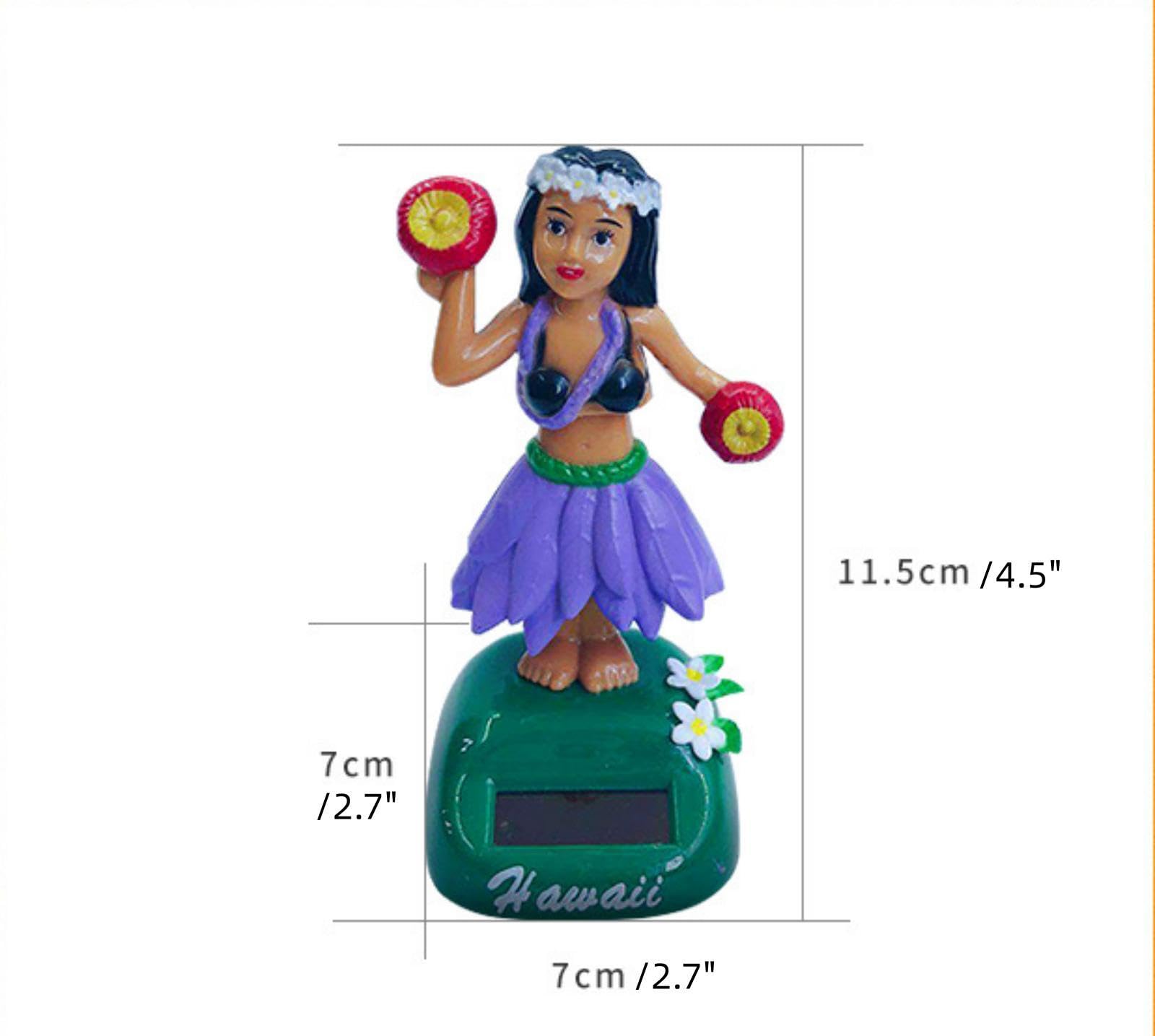 Figurine Solaire Dansante, Danseuse Hawaienne Voiture Qui Bouge, Hawaienne Voiture Décoration, Énergie Solaire Ornement de Tableau de Bord de Voiture (A Jaune