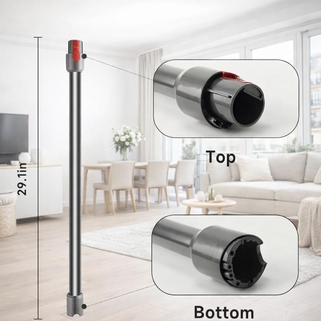 Tube Extension Compatible avec Dyson V12 Detect Slim / V10 Digital Slim, Tube Rallonge 74 cm avec Dégagement Rapide, Tige Rigide en Aluminium pour Aspirateur Série Slim (Gris)