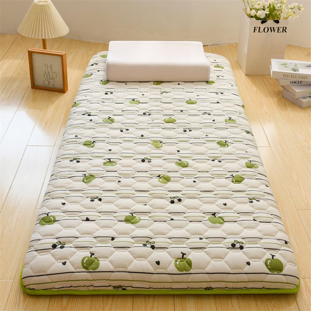 Materasso futon giapponese, singolo, matrimoniale, queen size, king size, arrotolabile, morbido, portatile, per dormitorio, tatami, materasso da campeggio (verde, 80 x 190 cm)