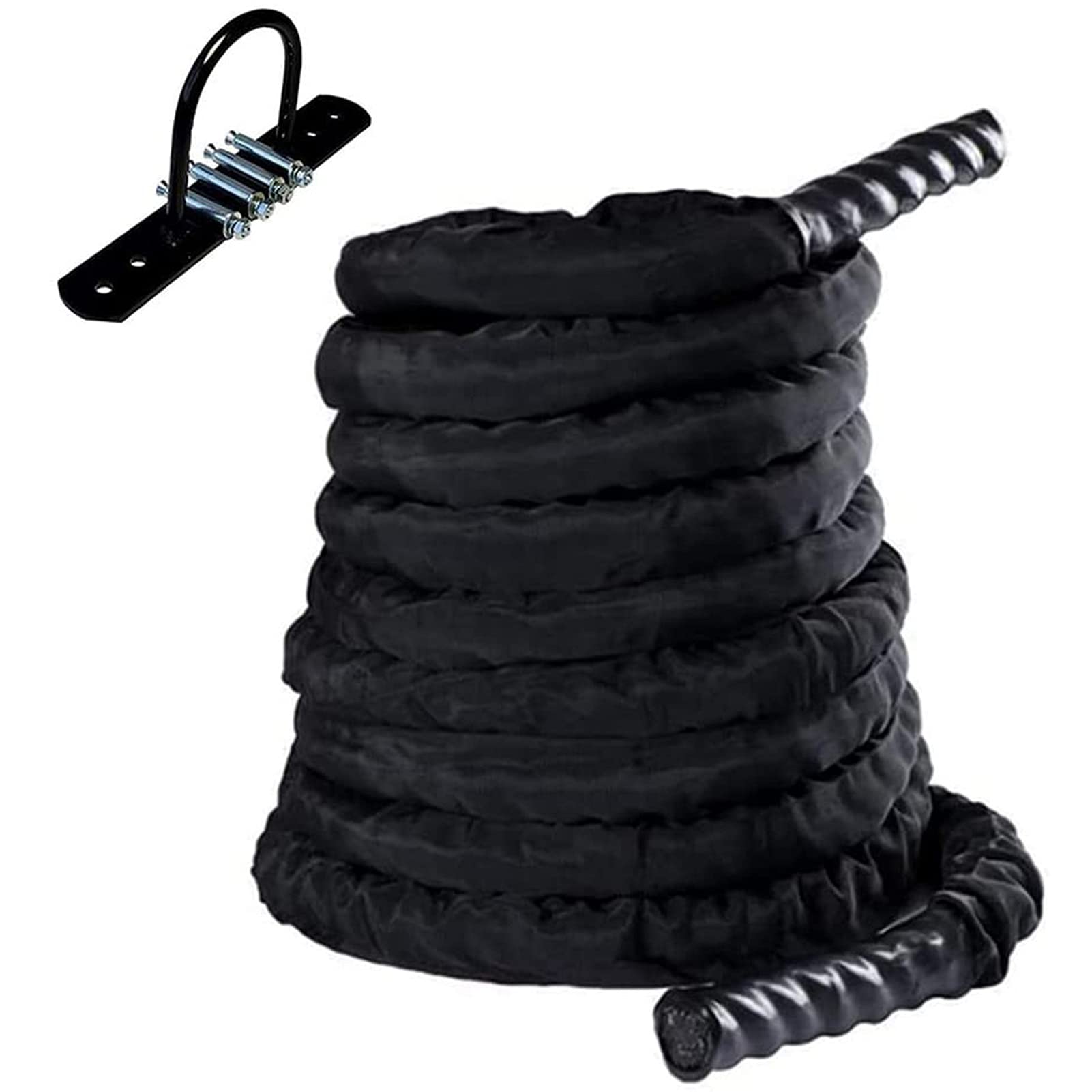 Fitnesstraining Schweres Battle Rope mit Ankersets, Übung Workout Kraft Gewicht Welligkeit Seile, Polyester-Fitnessstudio-Nylon-Krafttrainingsseil (Size : 15m)