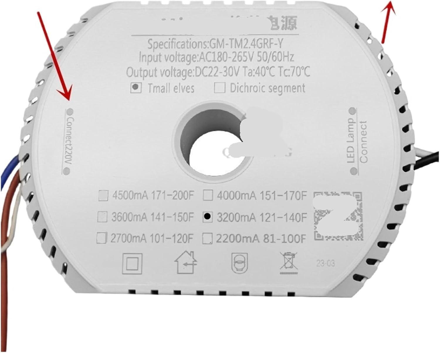 Driver 22-30V GM-TM2.4G-Y LED Driver Smart Power Supply Two Wire 2 Color Pendant Light Adapter(3200mA 220V)