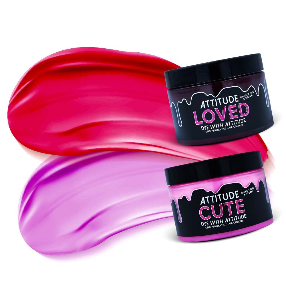 Attitude Hair Dye LOVE ME duo Półtrwały zestaw do farbowania włosów Różowy