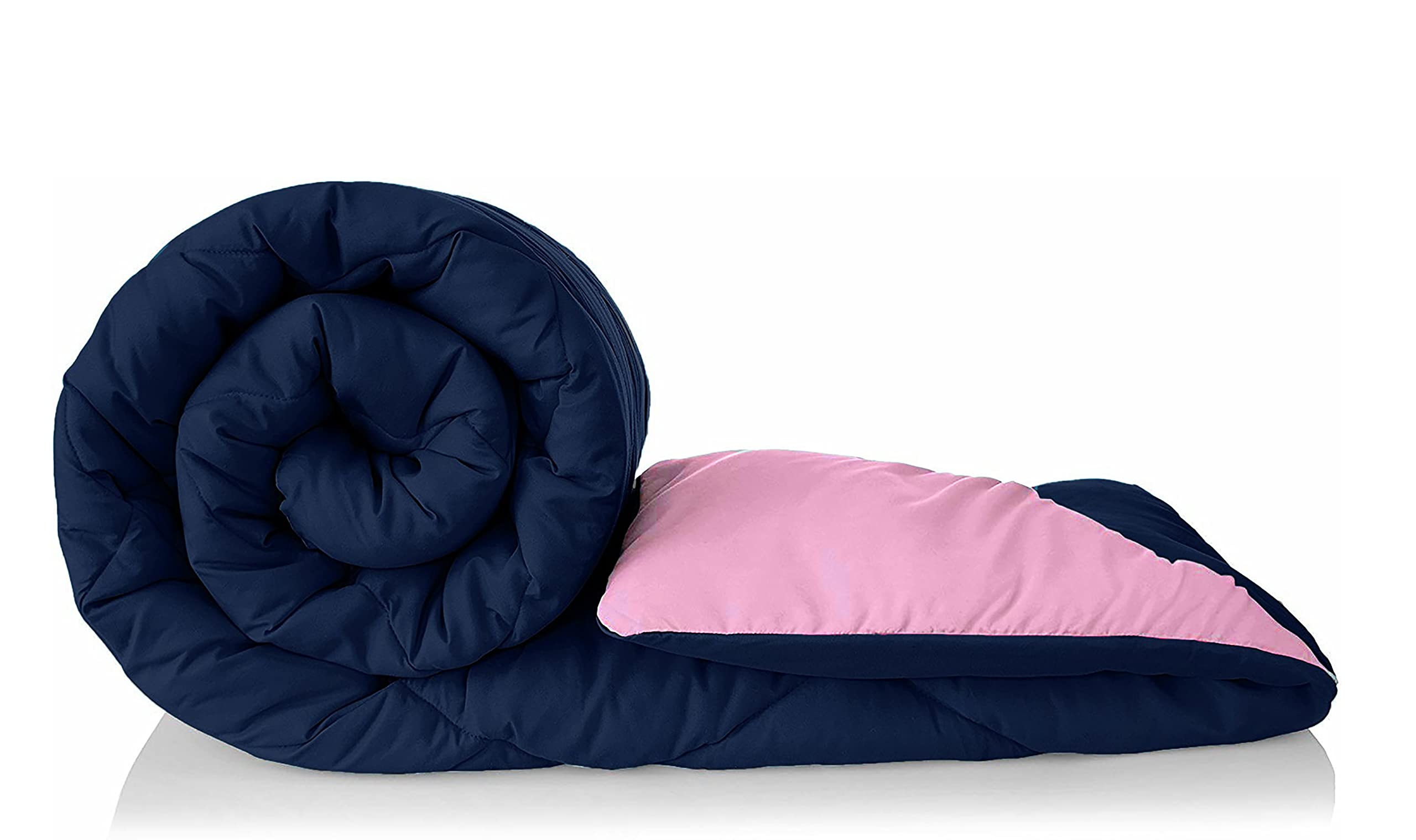 220 GSM Microfiber All-Weather Solid Single Size Bed Reversible Comforter AC Quilt Blanket - (Single, Royal Blue and Candy Pink)