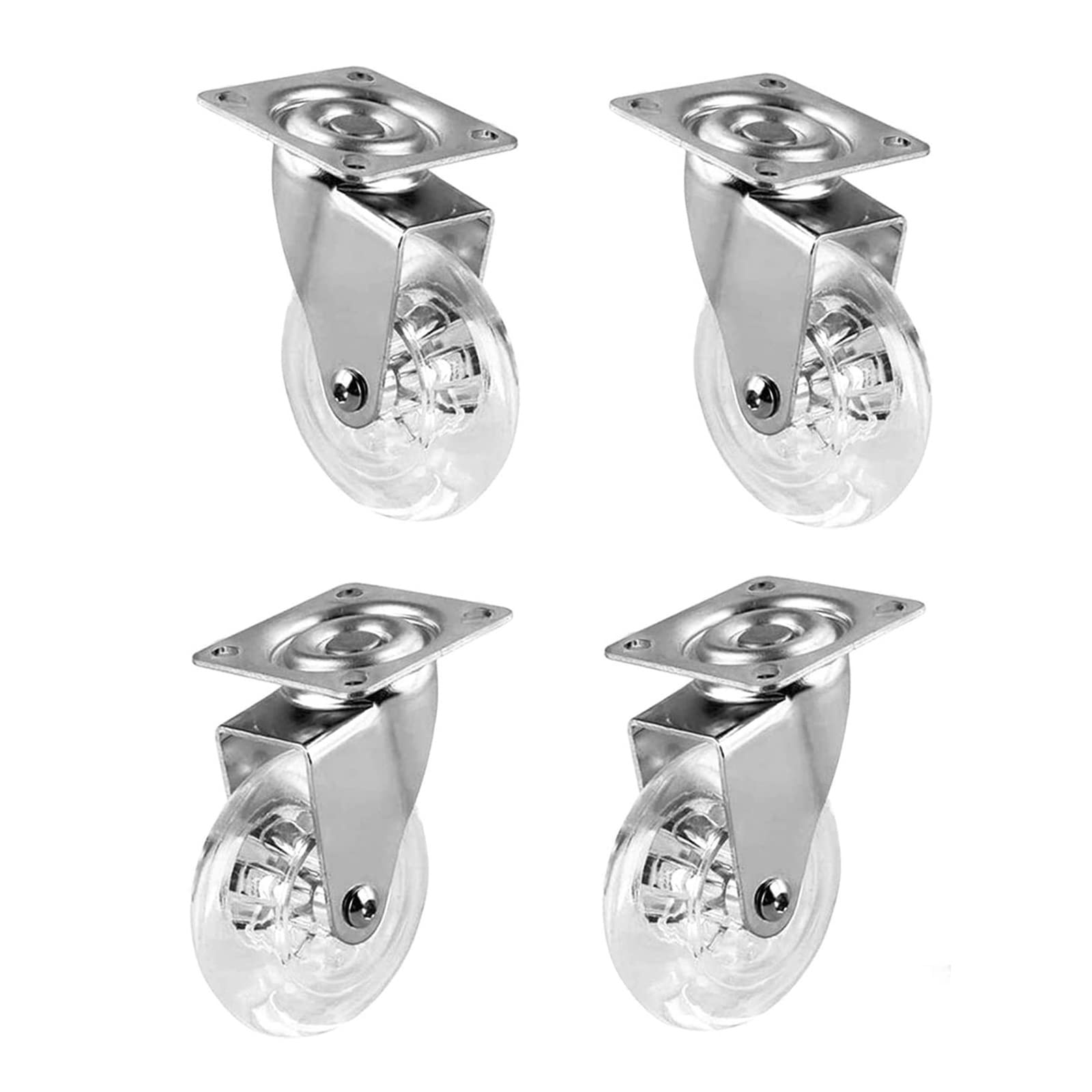 GYEQXKT 4pcs 75mm Transparent Swivel Casters Polyurethane Wheels with Brakes 360-Degree Rotation Industrial Transport Caster Wheels Universal Heavy-Duty Rollers