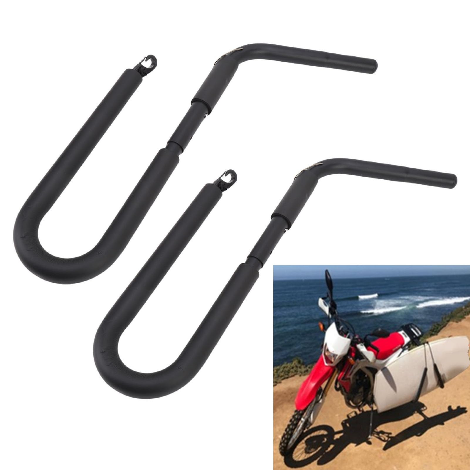 Luocute Portatavole da Surf per Scooter, Staffa per Tavola da Surf per Moto in Lega di Alluminio Leggera di Tipo Diviso con Imbottitura in Schiuma per la Maggior Parte degli Scoot