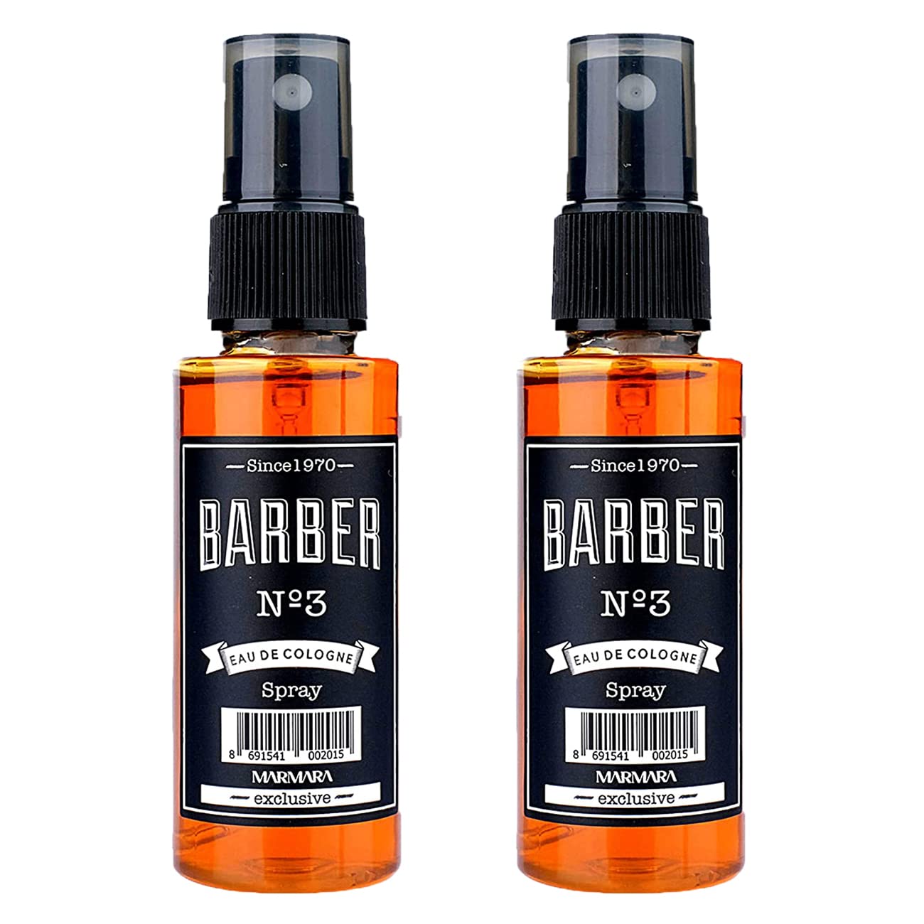 barber marmaraCologne - Best Choice of Modern s and Traditional Shaving Fans No 3 Orange, 50ml x 2 Spray Bottles