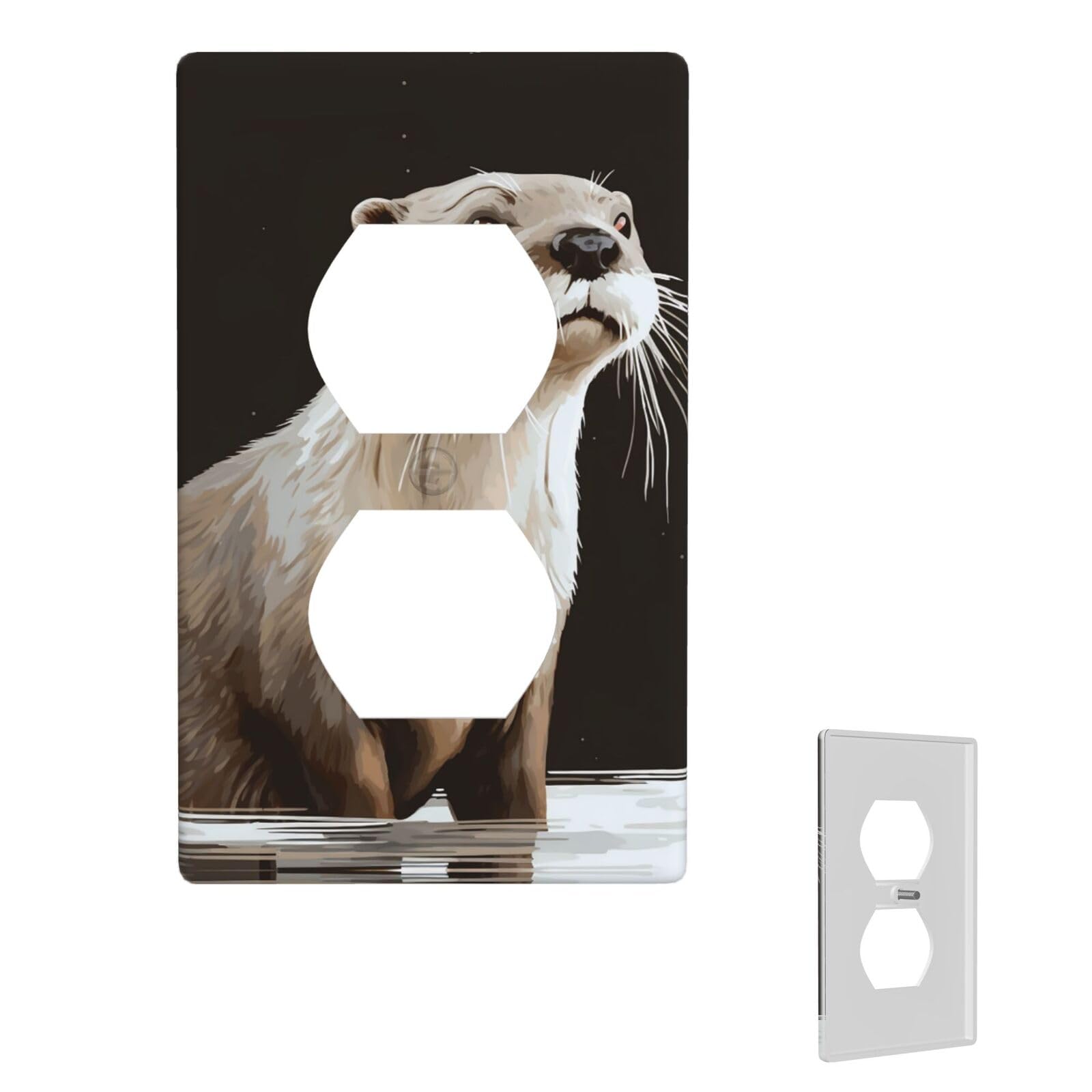 1-Gang Decorator Wall Plate Otter Light Switch Cover Single Gang Receptacle Wall Plate Standard Size 4.5" x 2.76" Wallplate Unbreakable Polycarbonate Outlet Faceplates Cover