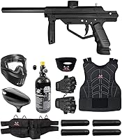 Vista 10 de Maddog JT Stealth Paintball Gun Marker and Accessory Starter Packages [HPA] Marker, 48ci/3000psi Compressed Air Tank, Mask, Hopper, Pods, Harness