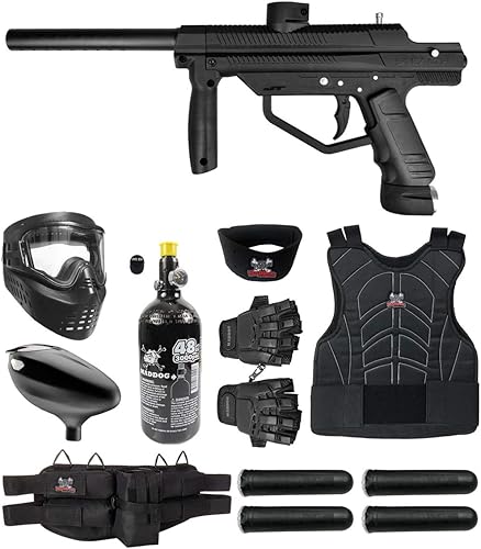 Miniatura 10 de Maddog JT Stealth Paintball Gun Marker and Accessory Starter Packages [HPA] | Marker, 48ci/3000psi Compressed Air Tank, Mask, Hopper, Pods, Harness