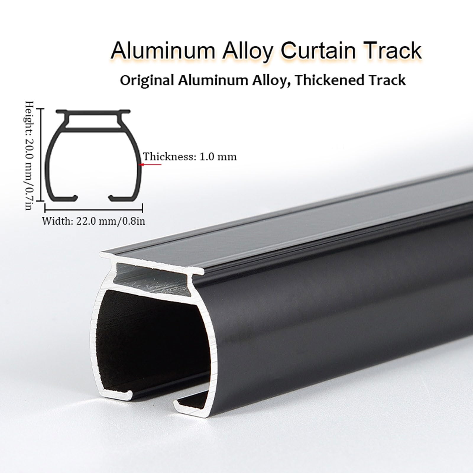 Rail de Rideau en Aluminium Rail de Rideau Lourd Cloisonné Rail de Plafond Kit Rail Silencieuse pour Rideaux pour Chambre(White-Side,300cm(2 * 150cm))